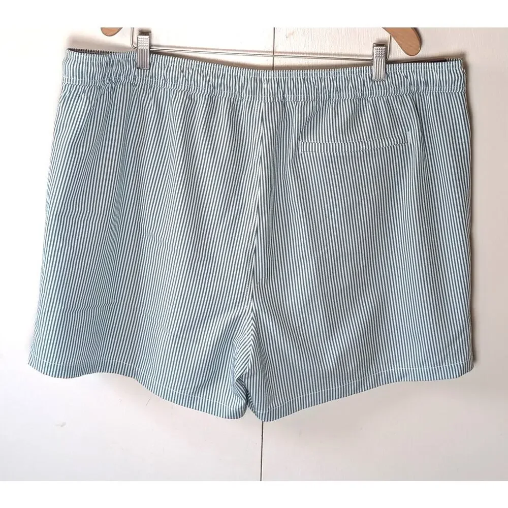 Goodfellow White & Green Striped Swim Shorts XXL
